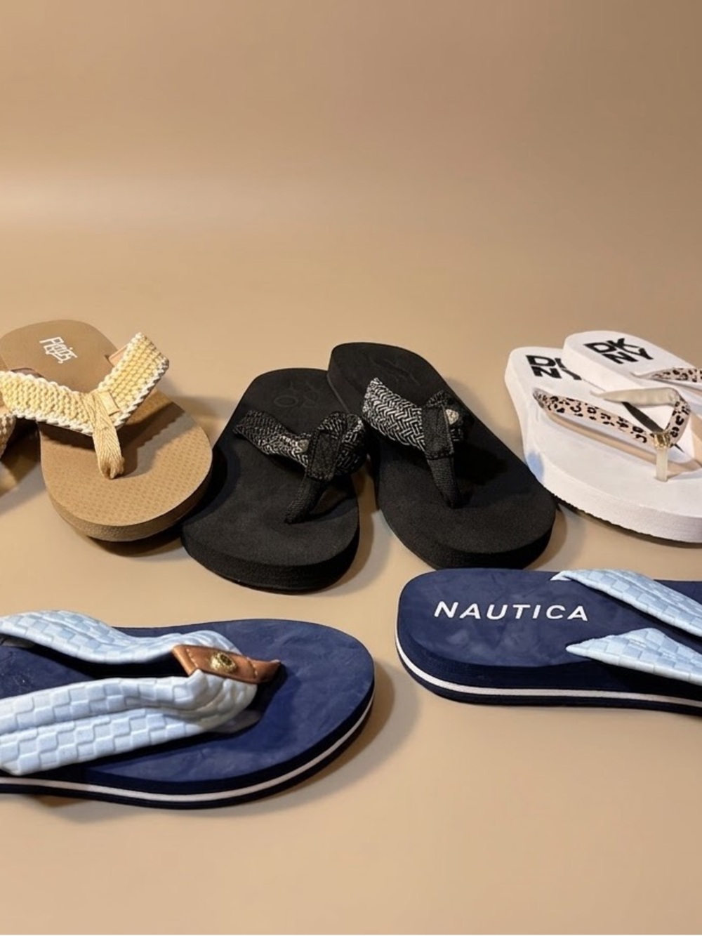 Nautica Navy and Light Blue Women's Flip-Flop Sandals